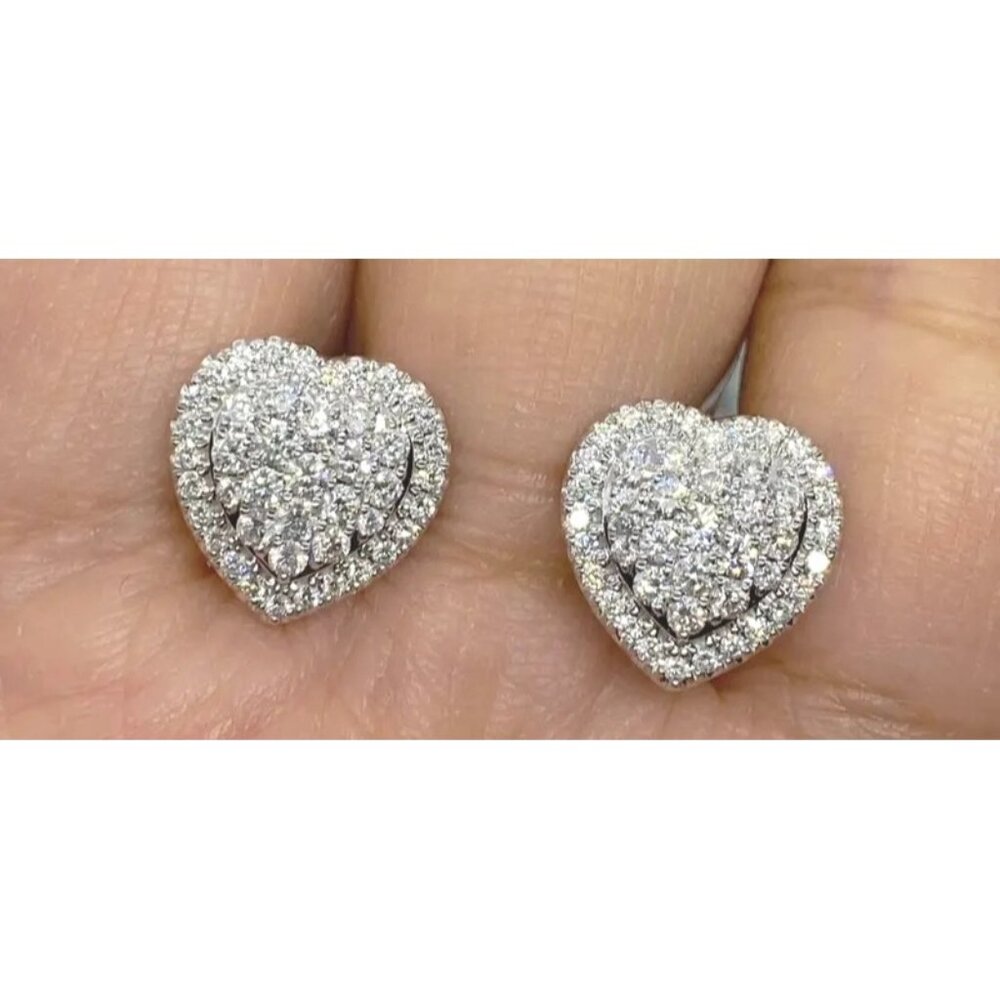 Heart-Shaped Silver Toned Stud Earrings‎
